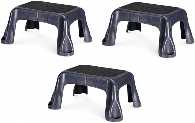 3 Pack Heavy Duty Step Stool 300lbs, Non-Slip Plastic, Gray