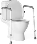 Toilet Safety Rails for Seniors | Reinforced Steel Frame, Padded Armrests, Adjustable Height & Width, for Elderly, Handicap & Post-Surgery, 350lbs Capacity