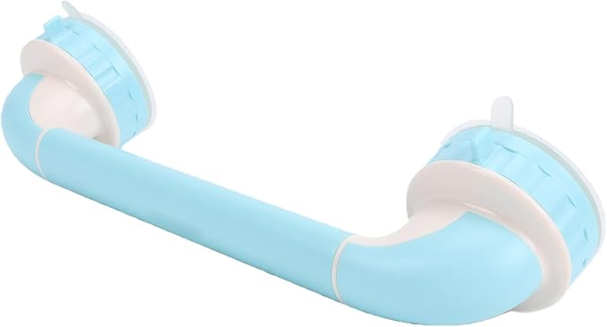 BRRNOO Shower Grab Bar for Kids with Reinforced Suction Cups, Stable Support for Toddlers Learning to Stand, Balanced & Stable Bath Handle, Hygienic & Easy Setup, ABS Material, 14.37in (Blue)