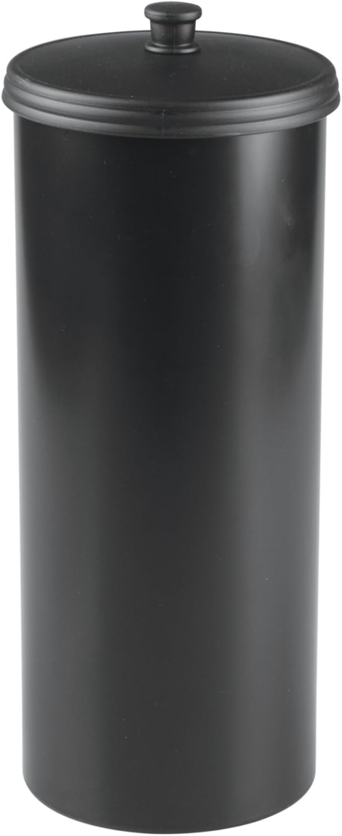 iDesign Freestanding Bathroom Toilet Paper Storage Holder with Lid for 3 Extra Rolls, Matte Black