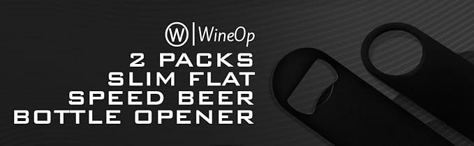 WineOp 2 Packs Slim Flat Speed Beer Bottle Opener for Bartenders, Kitchen, Bar, Restaurant, Home Party Use | 7 Inches Stainless Steel Heavy Duty and Pocket Size (Black and Black)