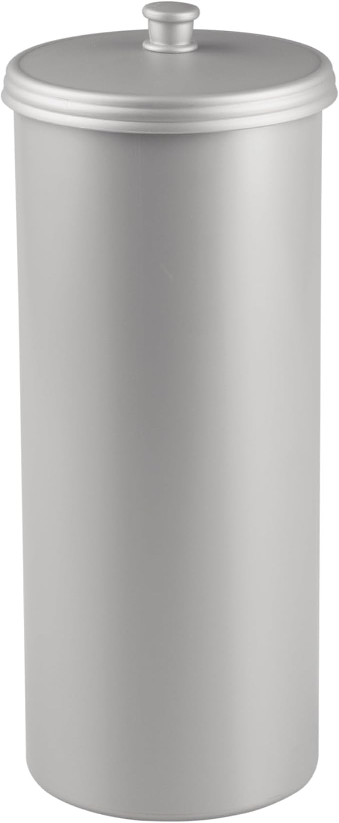 iDesign Freestanding Bathroom Toilet Paper Storage Holder with Lid for 3 Extra Rolls, Silver