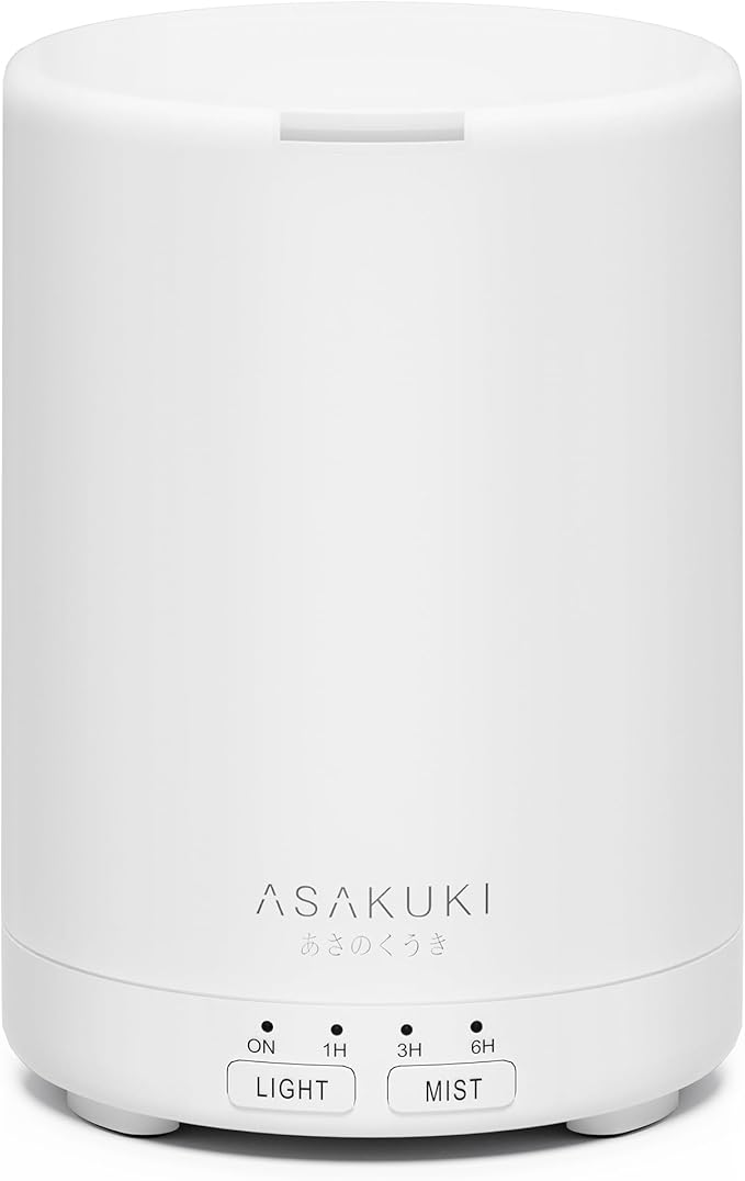 ASAKUKI Essential Oil Diffuser for Home, 300 ml Humidifier with Automatic Shut-Off, Quiet Aromatherapy Diffuser with 7 LED Lights for Living Room, Kitchen, Bedroom, Hotel - Pure White