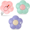 Cute Retractable Box Cutters Flower Shaped Mini Box Cutters Utility Knives Art Cutter Package Opener Tool for Office, Home, DIY Crafts (Purple&Green&Pink)