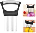 Onion Holder for Slicing, 2025 New Stainless Steel Onion Slice Holder Lemon Slicer Vegetable Cutter, Kitchen Gadgets Chopper Slicing Assistant Tool for Meat, Onion, Tomato, Potato (1 Pcs)