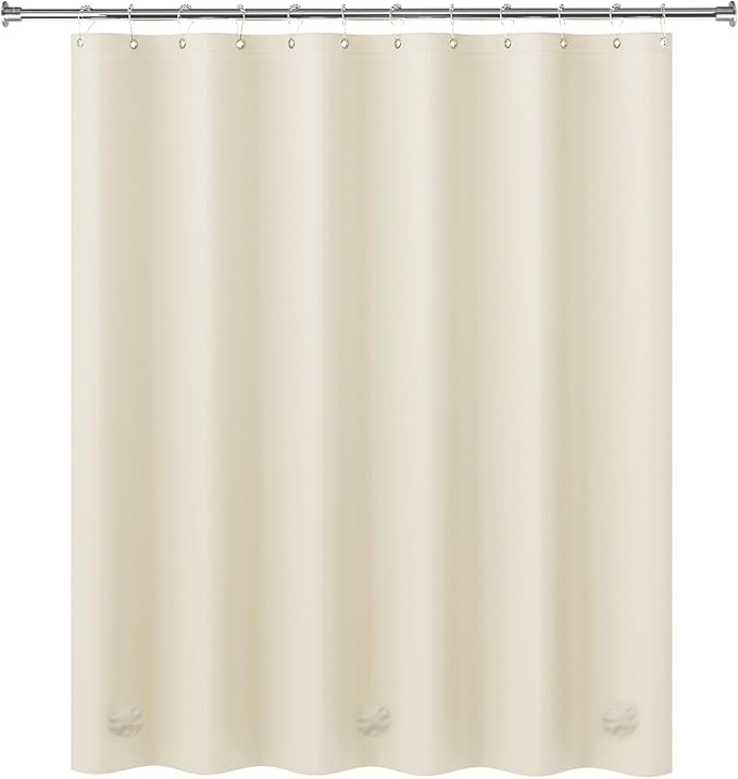 AmazerBath Beige Shower Curtain Liner Plastic, 8G PEVA Shower Liner Cream, Heavy Duty Shower Curtains for Bathroom, Cream Shower Curtain Waterproof 72x72 with 3 Weighted Stones and 12 Grommets