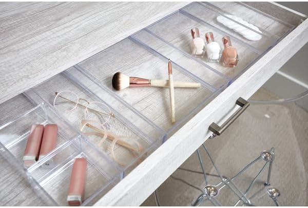 iDesign Clear Drawer Organizer, Plastic Tray for Makeup Storage on Bathroom Vanity, Dresser or Desk