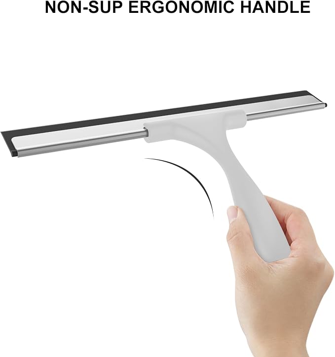SetSail Shower Squeegee for Glass Doors All-Purpose Squeegee for Shower Glass Door Heavy Duty Window Squeegee with Hook for Car Window Cleaning 12 Inches, Grey