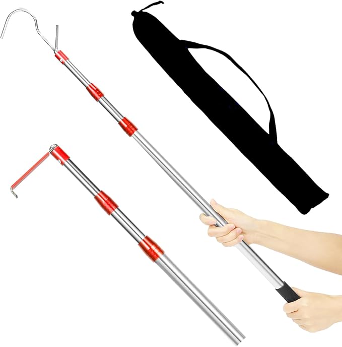 TOKPELA Cargo Grabber Reach Retriever Tool, Truck Cargo Grabber, 6.3FT Telescoping Pull Pole with 2 Hook, Grabber Reach Tool for Pickup Truck Bed, Heavy Duty Truck Accessories