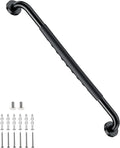Anti-Slip Black Bathroom Grab Bar 24 inch, iMomwee Stainless Steel Shower Handrail for Elderly, Wall Mounted Safety Handicap Bars, Balanced Support Handle Bar for Senior