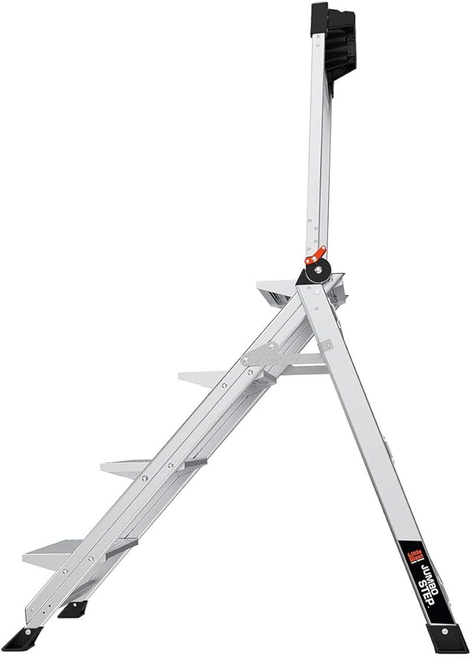 Little Giant Ladders, Jumbo Step, 4-Step, 3 foot, Step Stool, Aluminum, Type 1AA, 375 lbs weight rating, (11904), Gray