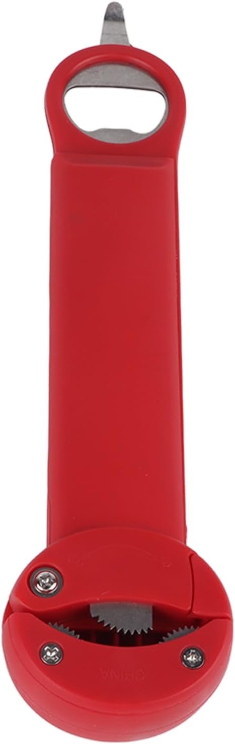 HURRISE Stainless Steel Screwer 3 in Multifunctional Retractable Jar Bottle Opener & Tab Opener - Essential Kitchen Tool (Red)