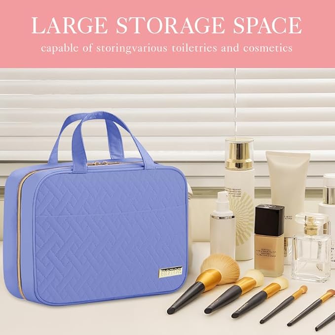 HOTOR Travel Toiletry Bag - Hanging Toiletry Bag for Women & Men, Makeup Bag/Big Comparment, Waterproof for Travel Accessories, Travel Essentials, Medium, Aegean-Blue