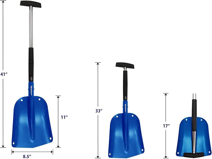 Michelin Ultra Compact 40" Folding Utility Snow Shovel for Car Emergency, Blue, Telescoping Handle, Collapsible, Lightweight, Winter Survival Gear, for SUV, Truck, Snowmobile, Camping - 2 Pack