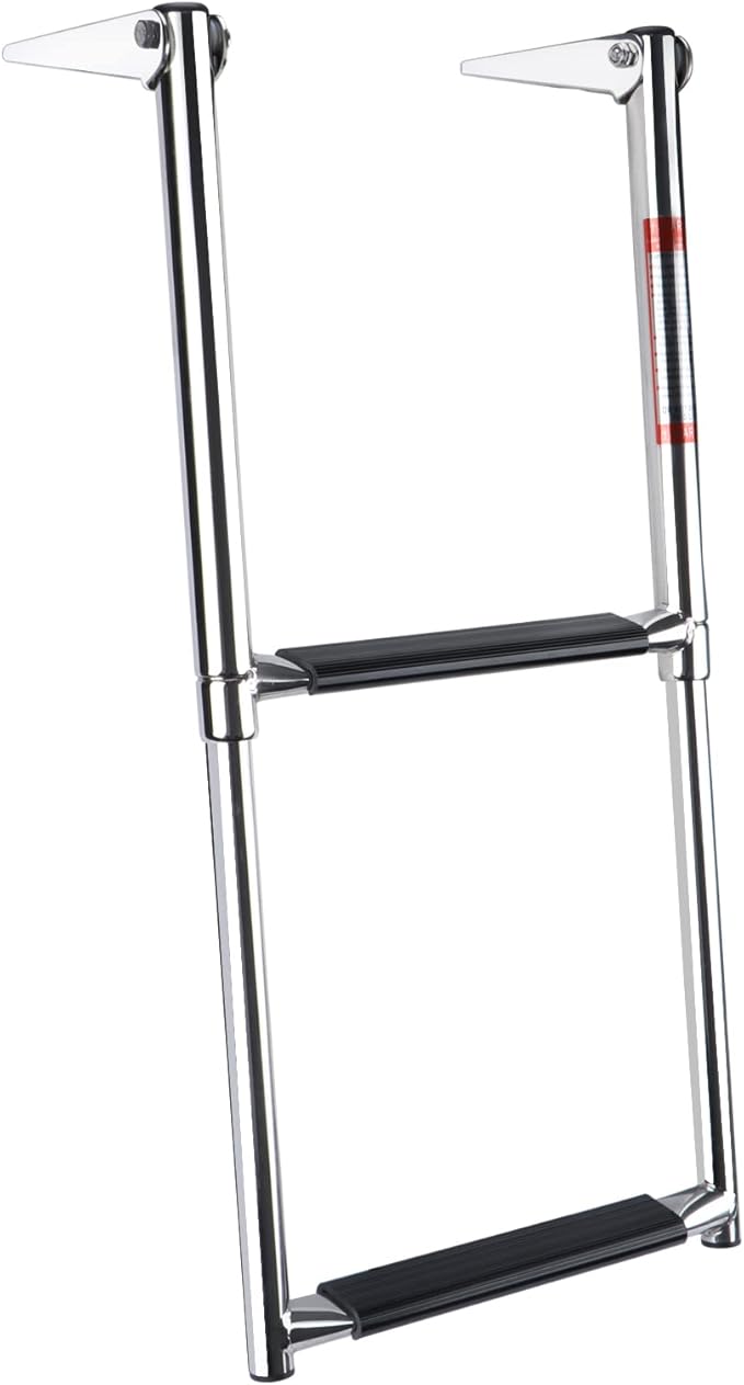 2 Step Boat Ladder Stainless Steel Telescoping 2 Step Pontoon Boat Ladder Folding Ladder Dock Swim Ladder for Marine Boat Yacht
