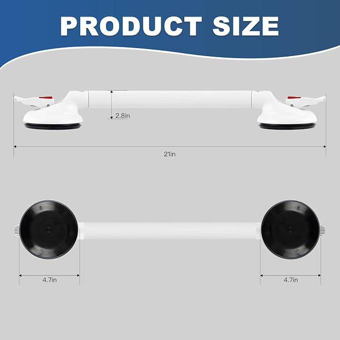 Shower Handle,Shower Handles with Strong Suction Cup Grab Bar,Bathroom Safety Grab Bar for Handicap Elderly Seniors and Disabled,White