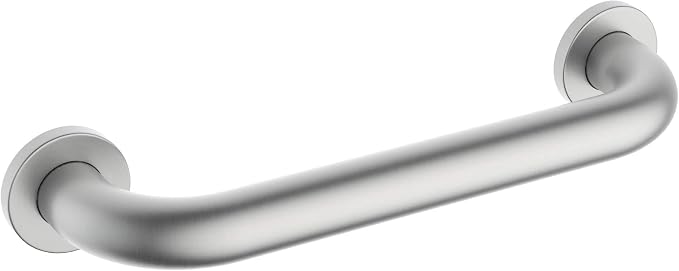 KIBI 12 Inch Stainless Steel Bathroom Safety Grab Bar | Curved Shaped Grab Bar for Bathtubs and Showers, Bathroom Grab Bars for Seniors, Wall Mounted Anti-Slip Support - Brushed Nickel (KGB1012)