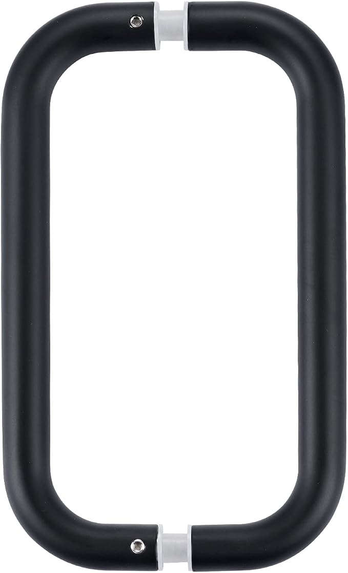 Ranbo Matte Black 8" （CTC） Tubular Back-to-Back Shower Door Handle，3/4" Diameter Pull Handles with Metal Washers, for 1/4"- 1/2" Thick Glass and 1-3/8" - 2-1/6" Thick Wooden or Metal Doors