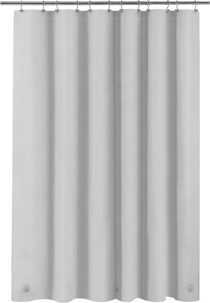 Barossa Design Shower Curtain Liner - Premium PEVA, BPA & PVC Free, No Chemical Smell, Lightweight Standard Size Shower Curtain with 3 Magnets, Metal Grommets -Silver Gray