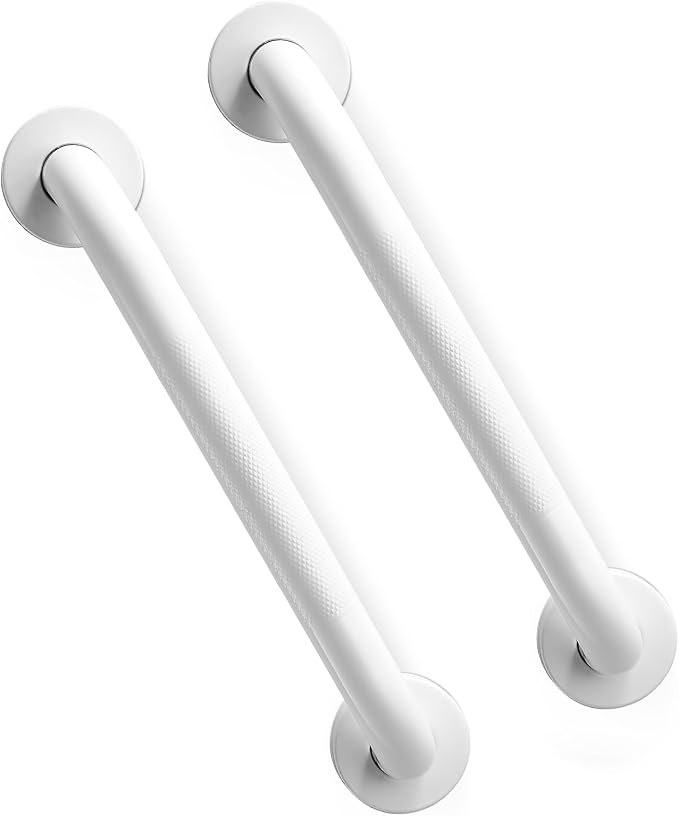 Grab Bars for Shower, Zynuhmo 2 Pack 12 Inch Anti Slip Stainless Steel Bathroom Safety Shower Grab Bar Handrails for Handicap Injury Pregnant Senior Assist Shower Handles(Matte White, 1" Diameter)