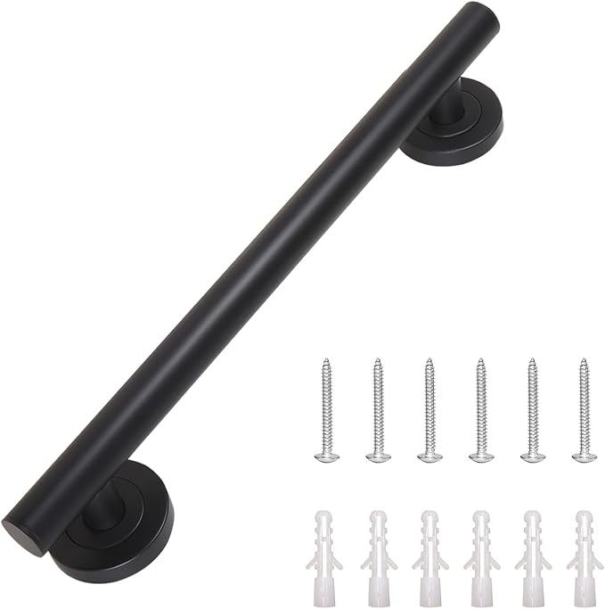 Lava Odoro Shower Grab Bar, Modern Stainless Steel Handicap Grab Bar for Bathtubs and Showers, Shower Safety Bar for Seniors Disabled, ADA-Compliant (Matte Black, 18 Inch)