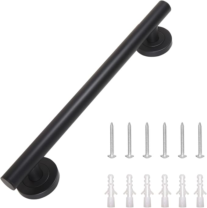 Lava Odoro Shower Grab Bar, Modern Stainless Steel Handicap Grab Bar for Bathtubs and Showers, Shower Safety Bar for Seniors Disabled, ADA-Compliant (Matte Black, 24 Inch)