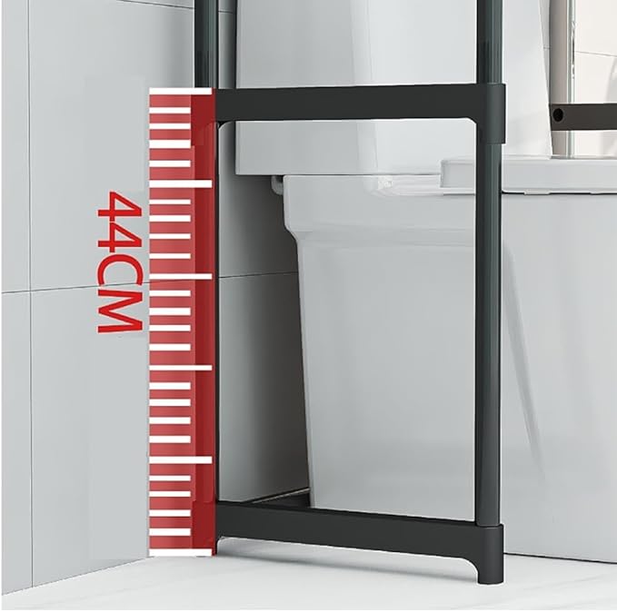 3-Tier Over the Toilet Storage, Metal Bathroom Shelve, Over Toilet Bathroom Organizer, Space Saver Bathrooms Shelve for Restroom Laundry Balcony, Black