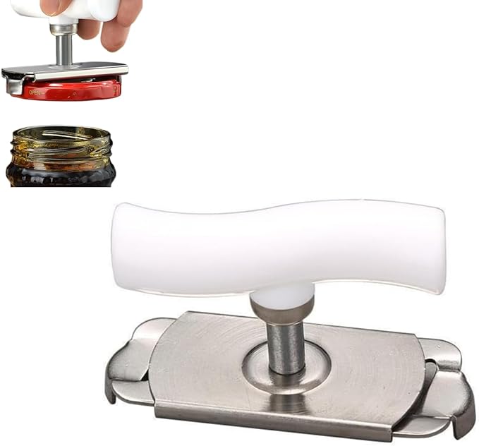 Jar Opener for Weak Hands, Adjustable Stainless Steel Jar Opener with Non-Slip Grip, Bottle Opener Lid Remover Kitchen Tool for Seniors Arthritis and Everyday Use (1, White)