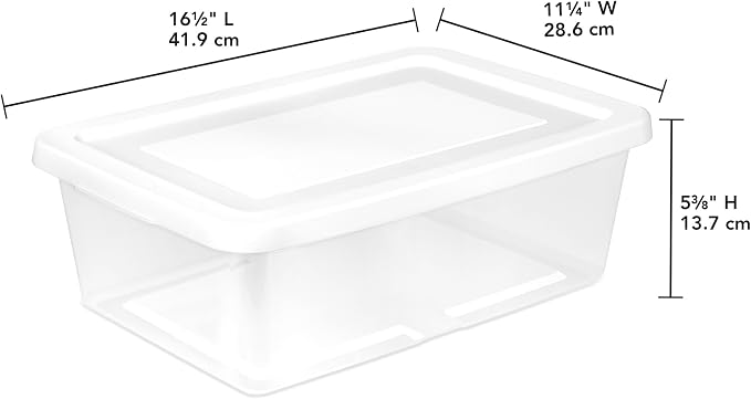 Sterilite 30 Pack Storage Box, 12 Quart Stackable Tote, Clear Plastic Container with Secure Snapping Lids for Home and Office Organization, White