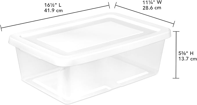 Sterilite 45 Pack Storage Box, 12 Quart Stackable Tote, Clear Plastic Container with Secure Snapping Lids for Home and Office Organization, White