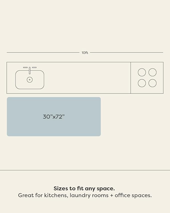 House of Noa Nama Standing Mat – Anti-Fatigue Kitchen Mats for Floor, Cushioned & Non-Slip Comfort Mat for Standing, Thick Foam Anti-Fatigue Mat for Kitchen & Workspaces, Nara Stripe Natural 30" x 72"