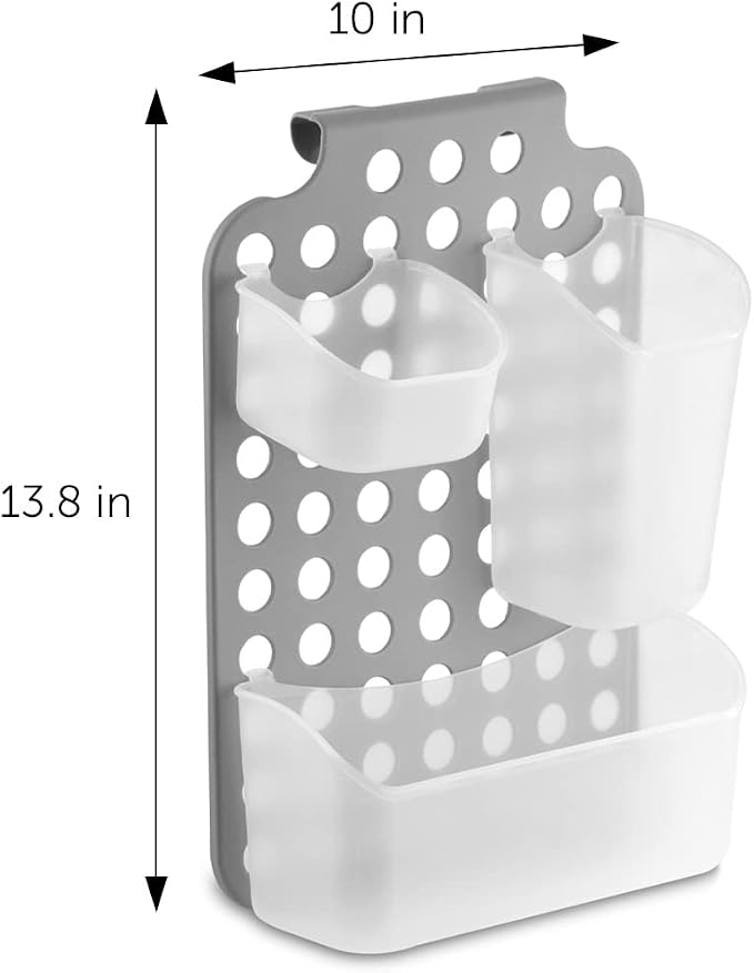 DecorRack Adjustable Hanging Storage, 3 Bins Over Shower Door Organizer, Bathroom Storage With Removable Baskets For Space Saving, BPA Free