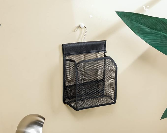 ALYER Hanging Mesh Shower Caddy Organizer Bathroom Storage Bag with Hooks for College Dorm, Gym, Swimming,RV and Travel,Black-3 Pack