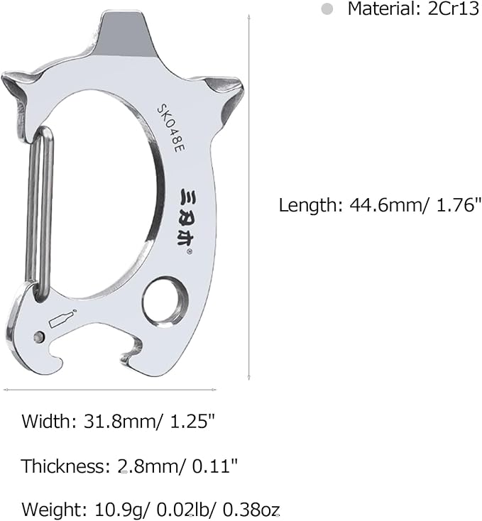 Sanrenmu Pry Bar Bottle Opener Keychain Multi Tool Stainless Steel with Flat/Cross Screwdriver Clip Lanyard Hole Functions for Everyday Carry (Silver)