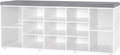 DINZI LVJ Shoe Storage Bench with Cushion, 13-Cubby Shoe Rack, Adjustable Shelves, Multifunctional Shoe Organizer Bench for Entryway, Mudroom, Hallway, Living Room, Bedroom and Garage, White