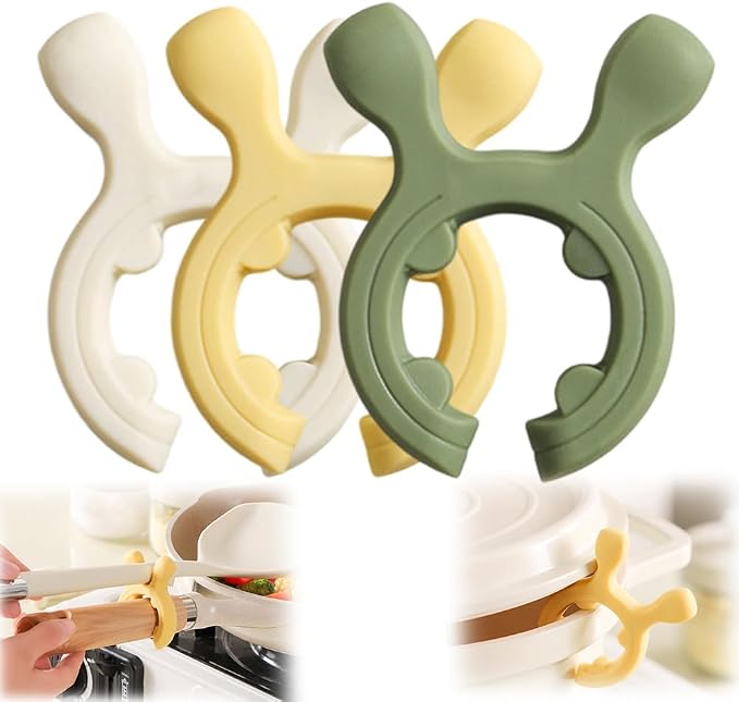 Multifunction Silicone Pot Handle Spatula Rack, 2026 Non-Slip Spoon Holder Stove Organizer Kitchen Gadgets, Steam Releaser,Utensil Anti Scalding Pot Clip for Cooking Accessories (1, 3 Color)