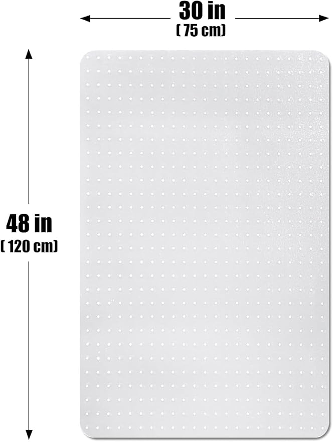 Office Chair Mat for Carpet Floors, 48" x 30" Clear Desk Chair Mats for Low Pile Carpeted Protector, Sturdy PVC Computer Chair Mats Anti-Slip and Easy to Clean for Home & Office
