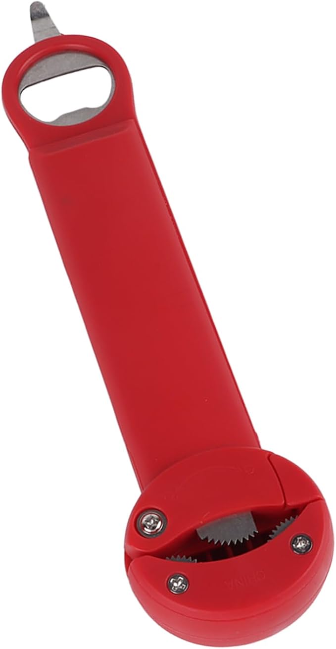 HURRISE Stainless Steel Screwer 3 in Multifunctional Retractable Jar Bottle Opener & Tab Opener - Essential Kitchen Tool (Red)