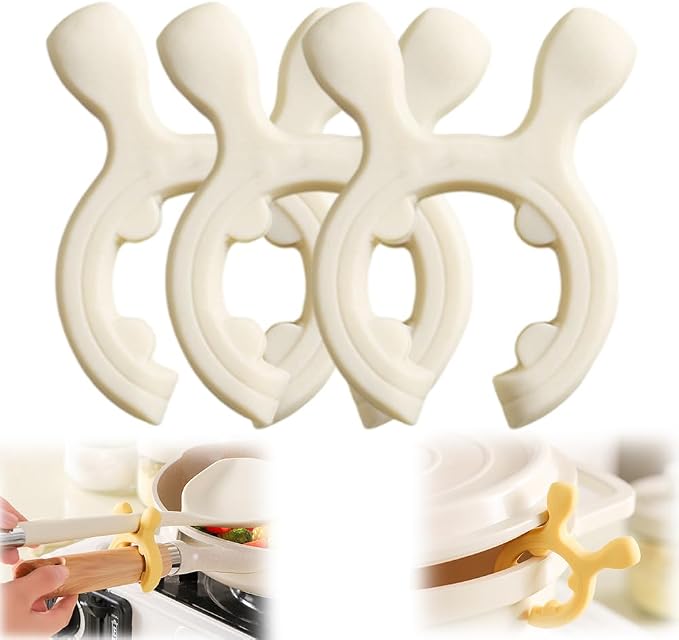 Multifunction Silicone Pot Handle Spatula Rack, 2026 Non-Slip Spoon Holder Stove Organizer Kitchen Gadgets, Steam Releaser,Utensil Anti Scalding Pot Clip for Cooking Accessories (3, White)