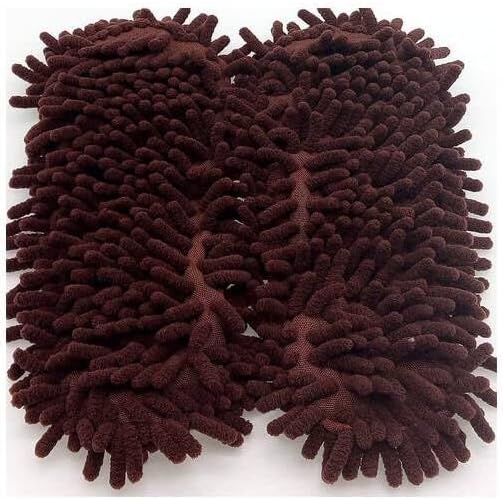 Cleaning Slippers Microfiber Slipper Detachable Mopping Shoes House Floor Cleaning Mop Chenille Sole, One Size (Brown)
