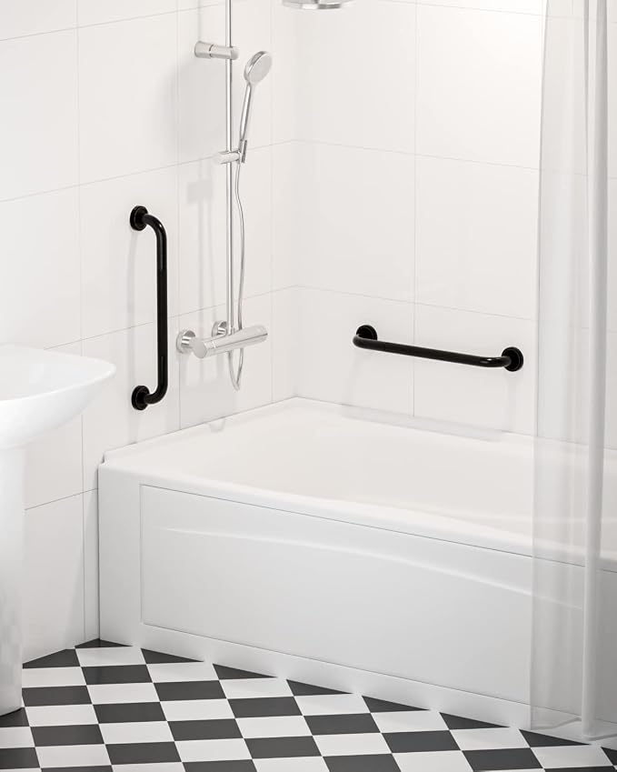 20 Inch Bronze Shower Grab Bar Oil Rubbed Black, Munzong Antique Brass Bathroom Grab Bar w/Anti-Slip Knurled Grip, Bathroom Balance Bar, Safety Handrail Support, Injury Elderly Senior Assist Handle