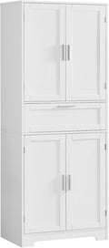 Iwell 67" Tall Storage Cabinet, Rattan Cabinet with 2 Adjustable Shelves & Large Drawer, Pantry Cabinets for Kitchen, Living Room, Home Office, Natural | Adjustable Shelf