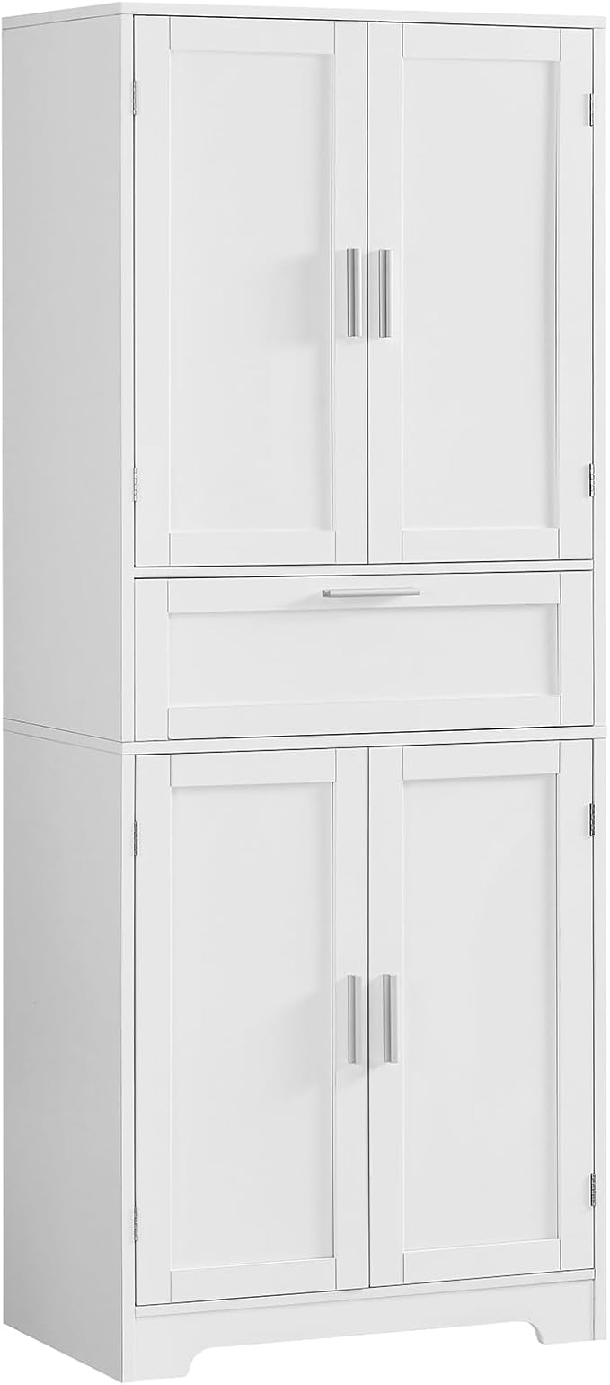Iwell 67" Tall Storage Cabinet, Rattan Cabinet with 2 Adjustable Shelves & Large Drawer, Pantry Cabinets for Kitchen, Living Room, Home Office, Natural | Adjustable Shelf