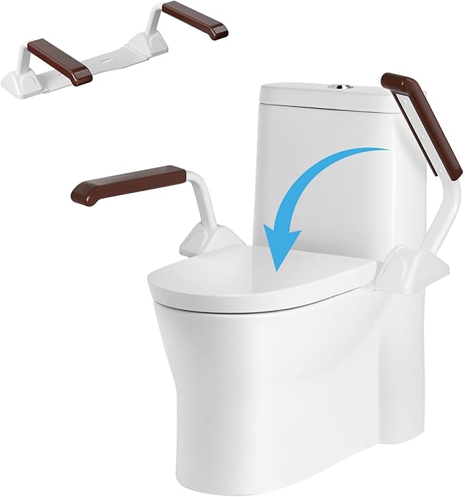 Toilet Safety Rails for Seniors, Heavy Duty Foldable Toilet Support for Seniors, Elderly Toilet Seat Rails with Arms, Toilet Bars for Elderly and Disabled Up to 520LBS, Easy Installation Toilet Frame
