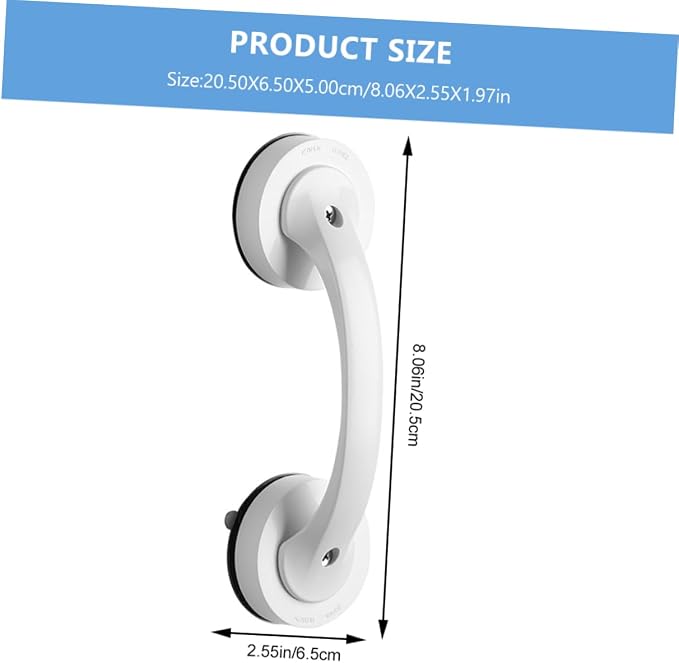 jojofuny 8.07 Inch Portable Suction Shower Grab Bar with Locking Suction Cups for Bathroom Safety and Support Handles for Seniors on Smooth Tiles and Glass