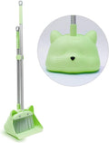 28'' Kids Mini Broom and Dustpan Set - Toddler Cleaning Toy, Toddler Household Helper, Parent-Child Interactive Play Cleaning Tool, Cute Cartoon Design, Small Safe Corner Broom (Green)
