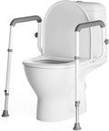 Loyoda Toilet Safety Rail, Adjustable Height & Width, 350 lbs for Seniors | Securely bolts to toilet seat holes for stability. Non-slip feet, Padded grip. Sturdy steel Frame. For mobility assistance.