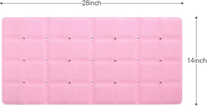Webos Bathtub Mat Non Slip Soft Rubber Bathroom Bath No Suction Cups for Textured Tub Silicone Shower Bath Tub Mat(Pink, 28-inch x 14-inch)