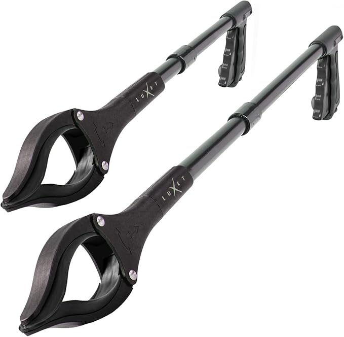 Grabber Reacher Tool - 2 Pack - Latest Version Long 19/32 Inch Foldable Pick Up Stick - Strong Grip Magnetic Tip Lightweight Trash Picker Claw Reacher Grabber Tool for Elderly Reaching, Luxet (Black)