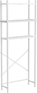 HOOBRO Over the Toilet Storage, 3-Tier Over Toilet Bathroom Organizer, Freestanding Above Toilet Shelf with Adjustable Feet, Space Saving, Easy Assembly, White WW63TS01